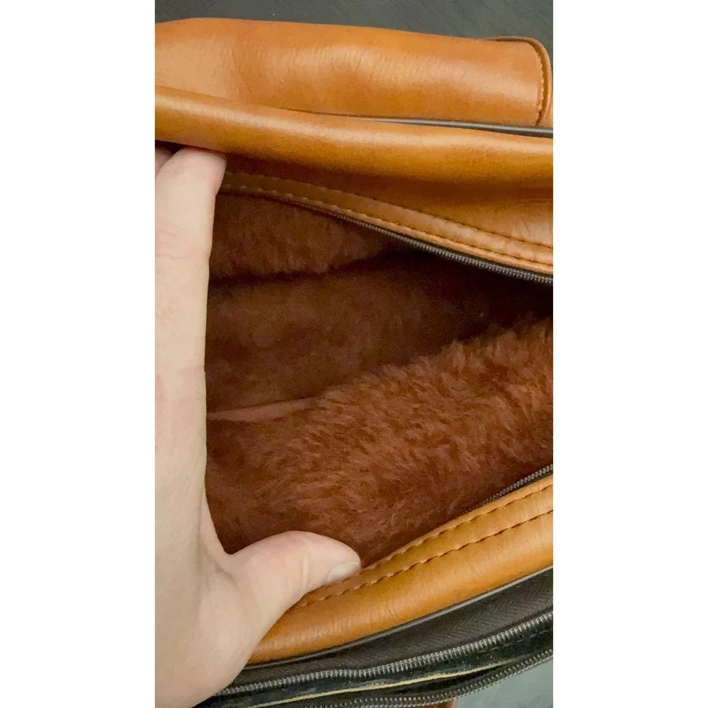 Vintage Kodak Instant Camera Bag Tan Faux Leather Rainbow Strap Retro Case